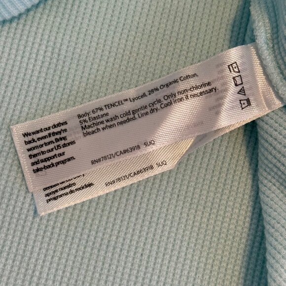 Medium Eileen Fisher Boxy Thermal Hoodie Long Sleeve Top Clearwater Blue - Picture 4 of 11